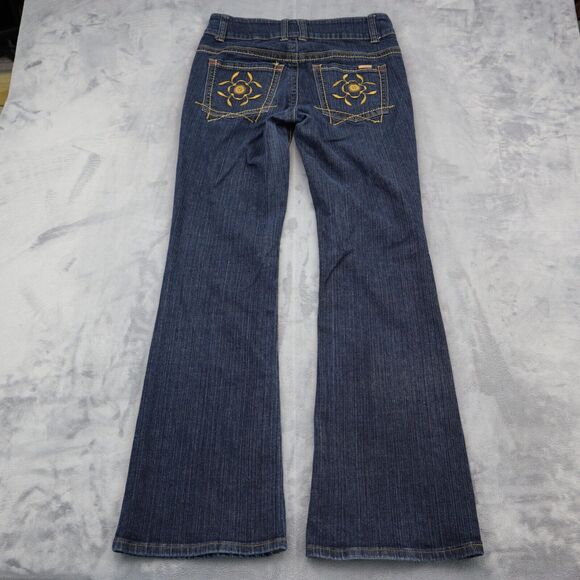 Modbe Pants Womens 12 Blue Bootcut Mid Rise Button Pocket Dark Wash Denim Jeans - Picture 16 of 16